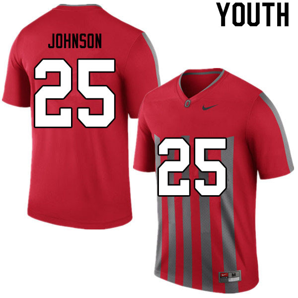 Ohio State Buckeyes Xavier Johnson Youth #25 Retro Authentic Stitched College Football Jersey